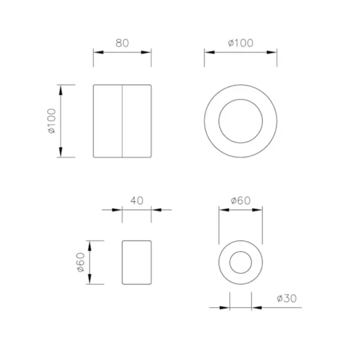 Mobair 100/60/80 äänenvaimennin tuloilmaputkeen, Ø 100 × 80 mm, Ewona-kuiturakenteella. Tuotenro: 7929032